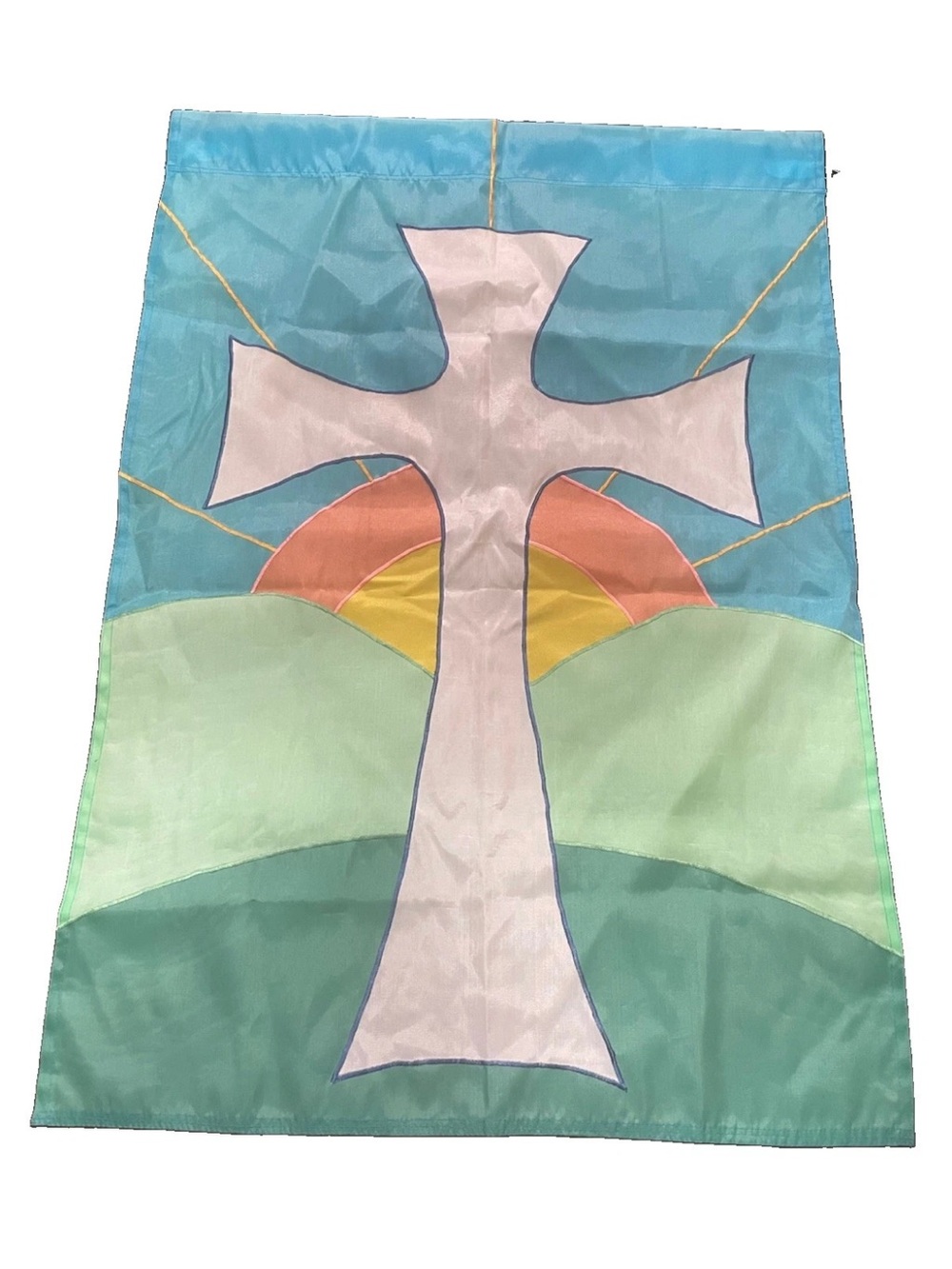 Large Christian Cross Fabric Wall Hanging Church Banner Colorful 40 x 28